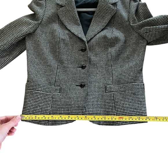 Vintage Wool Houndstooth Blazer British Wool Dark Academia Preppy women’s Size 8 - Picture 15 of 16